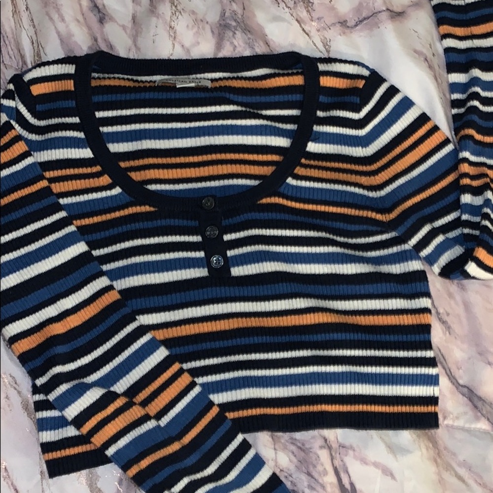 long sleeve multicolor crop top